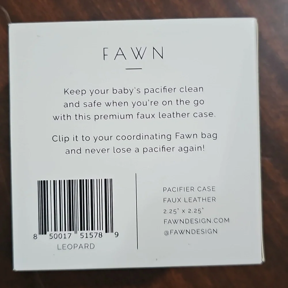 NEW Fawn Design Pacifier Case Leopard Print Faux Leather Holder Hook Zip - Picture 6 of 8